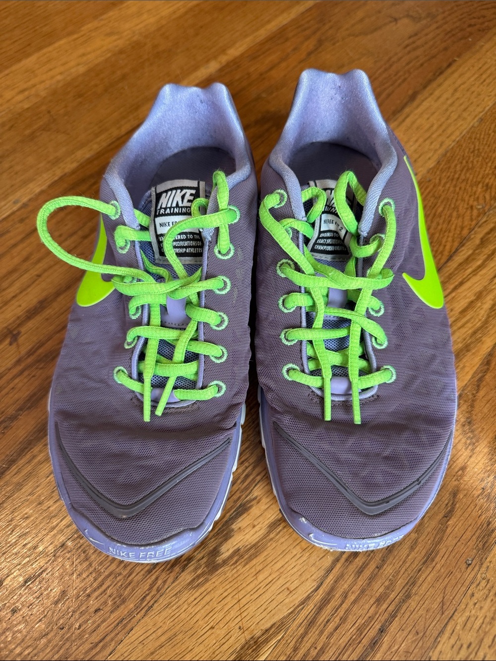 Nike Purple with Neon Green Swoosh Athletic Shoes